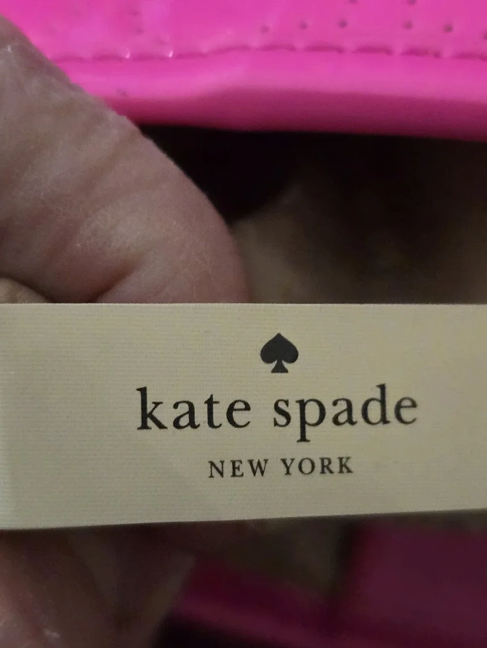 kate spade new york Molly Bikini Dot Large Tote in a vibrant neon pink patent - Picture 10 of 13